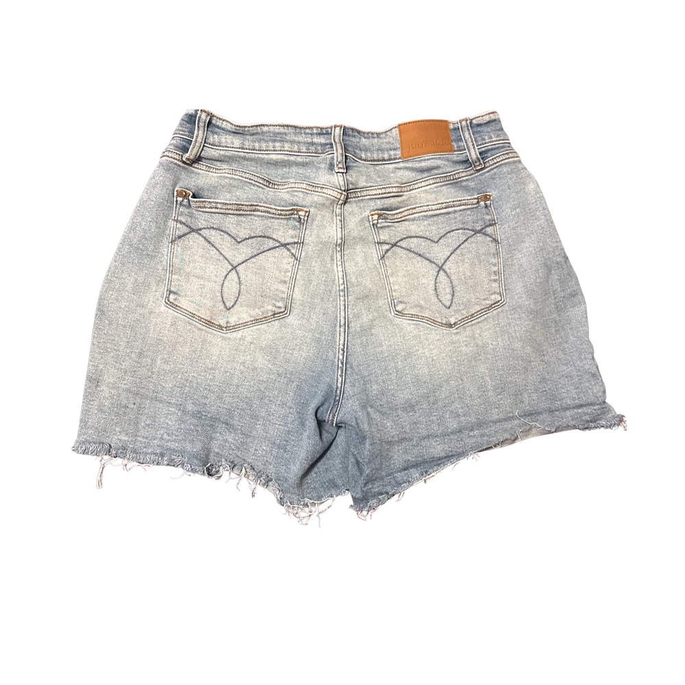 Judy Blue Los Angeles Light High Rise Frayed Denim Shorts Womens 1XL Cut Off‎ - Picture 2 of 3